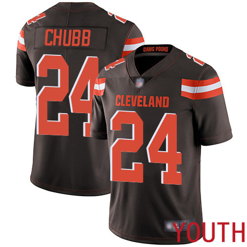 Cleveland Browns Nick Chubb Youth Brown Limited Jersey 24 NFL Football Home Vapor Untouchable